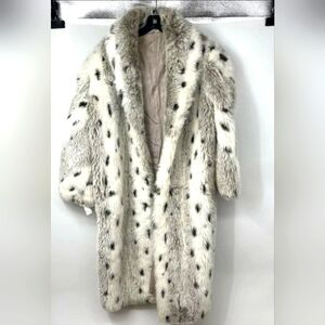 Ballen Design Designer Animal Prints Leopard White Black Winter Coat Jacket XL